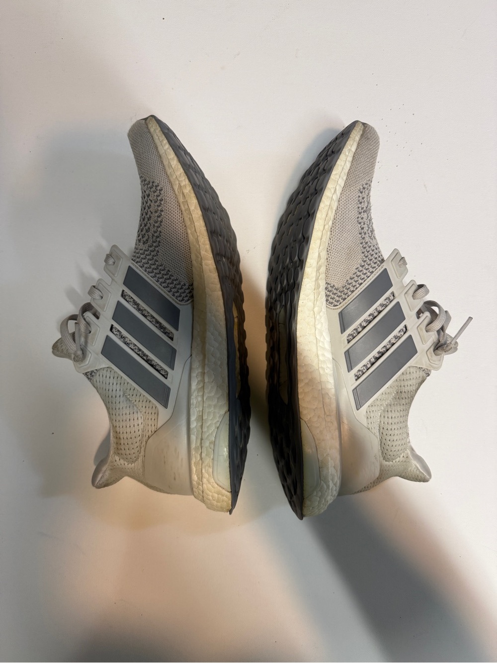 adidas Ultra Boost Men’s Athletic Running Shoes in Light Gray and Cream - Picture 8 of 13